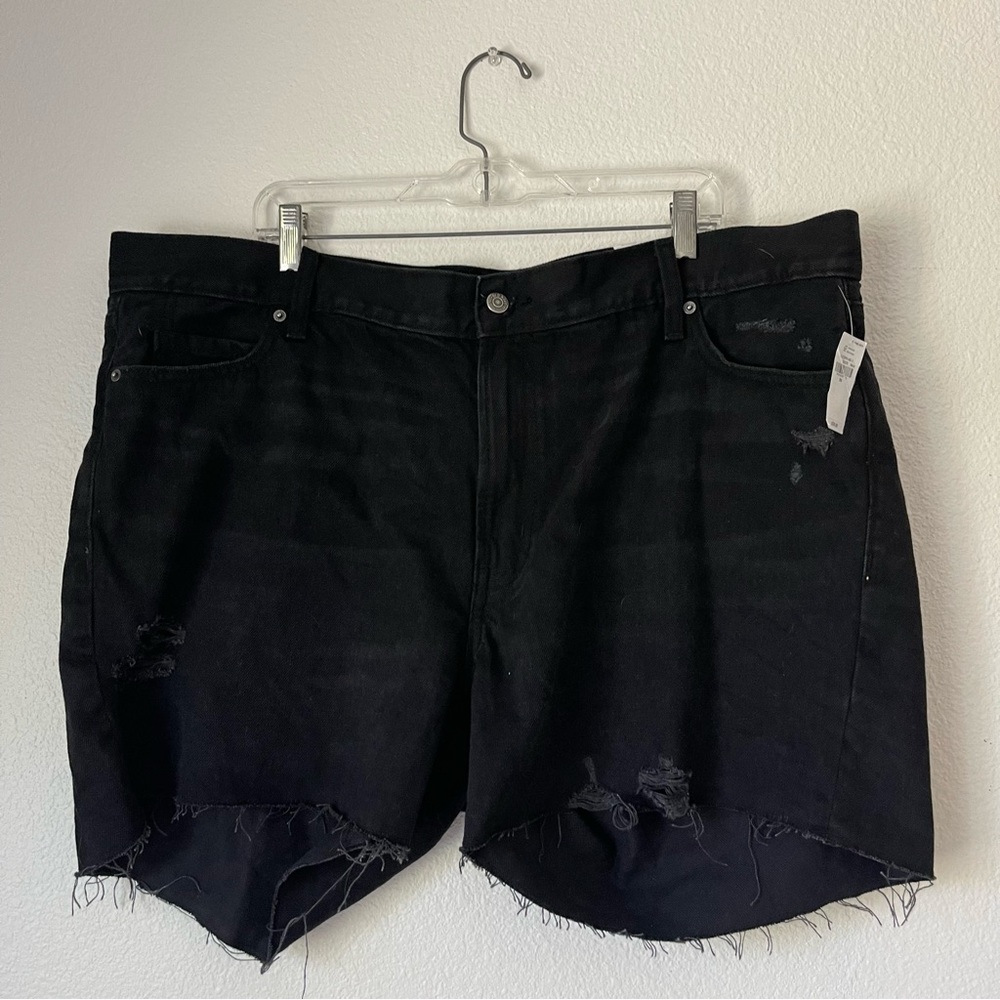 Black denim shorts